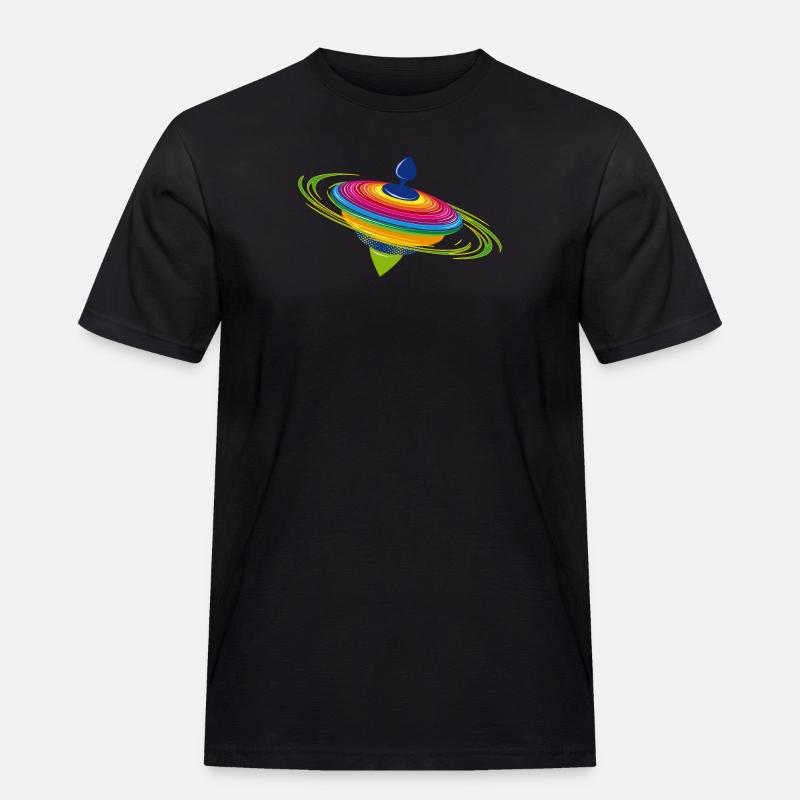 farbenfroher rotierender Kreisel - Männer Workwear T-Shirt - Schwarz