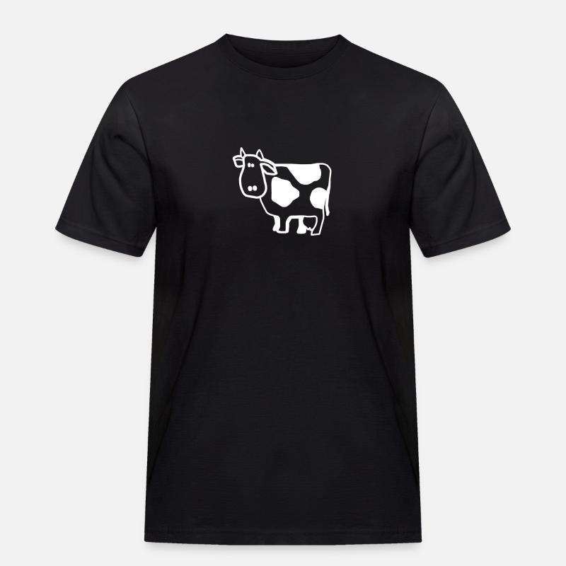Kuh - Männer Workwear T-Shirt - Schwarz