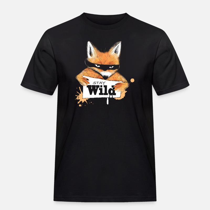 Fox with a message - Men's Workwear T-Shirt - black