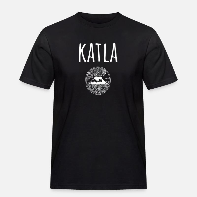 Katla Souvenir Vulkan - Männer Workwear T-Shirt - Schwarz
