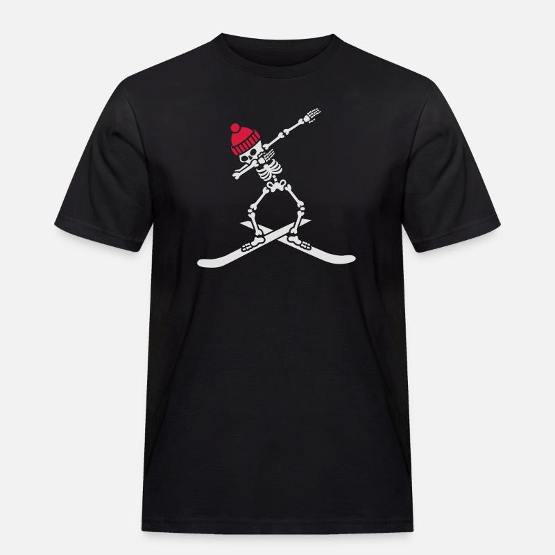 Dab dabbing skeleton ski skiing - Männer Workwear T-Shirt - Schwarz