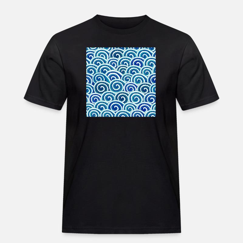 Expressive wave pattern in blue - Men's Workwear T-Shirt - black