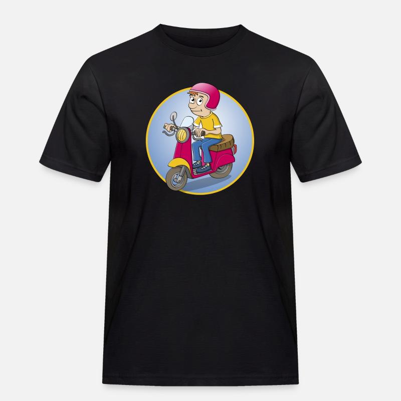Der Rollerfahrer - Version1 - Männer Workwear T-Shirt - Schwarz