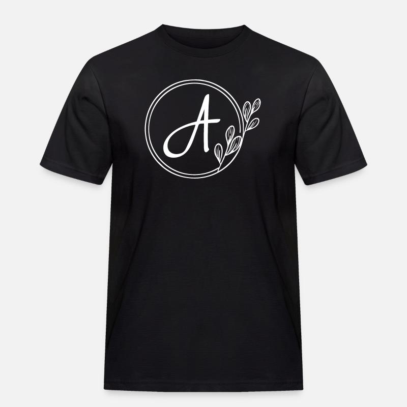 Handgezeichnetes Pflanzenmonogramm mit Stil A - Männer Workwear T-Shirt - Schwarz
