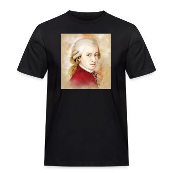 Wolfgang Amadeus Mozart im Aquarell Stil - Männer Workwear T-Shirt - Schwarz - Vorne - AI Model Male 178 light (178cm)