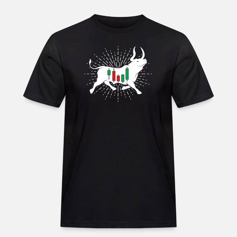 Aktien Bulle - Männer Workwear T-Shirt - Schwarz
