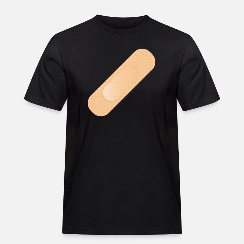 einfaches Heftpflaster als Gestaltungselement - Männer Workwear T-Shirt - Schwarz