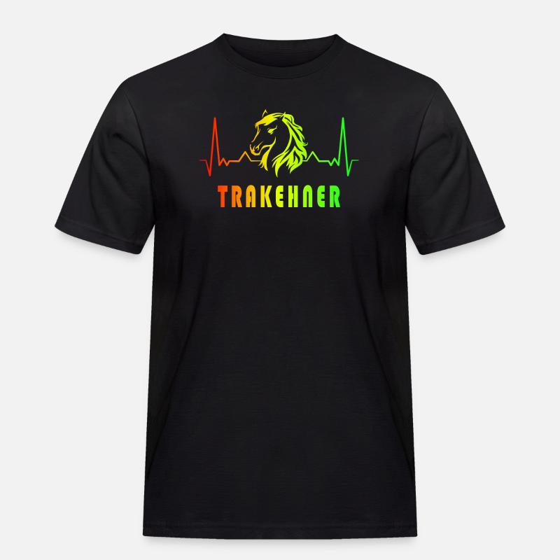 Trakehner Pferde Herzfrequenz Design - Männer Workwear T-Shirt - Schwarz