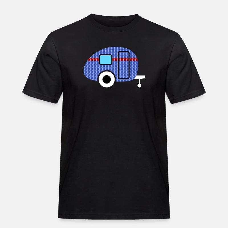 Caravan Knitting Pattern Caravan Camping Winter - Men's Workwear T-Shirt - black