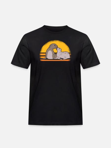 Seal med baby søde sæler sæler gave - Herre Workwear T-Shirt - sort