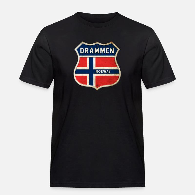 Drammen Norges våpenskjold flagg design - Workwear T-Shirt for menn - svart