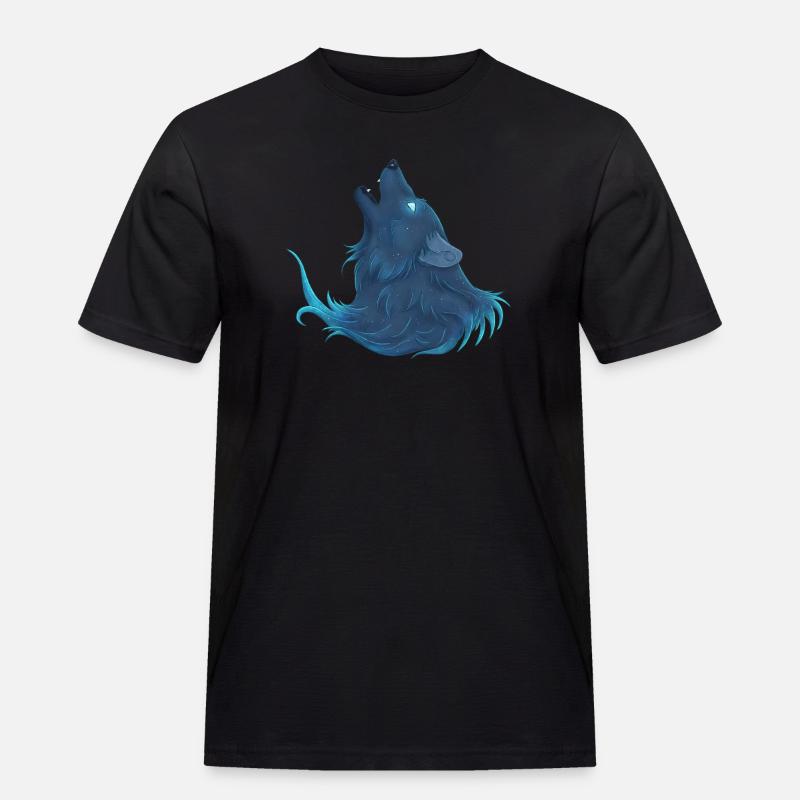 Heulender blauer Wolf - Guide Loup Bleu - Männer Workwear T-Shirt - Schwarz