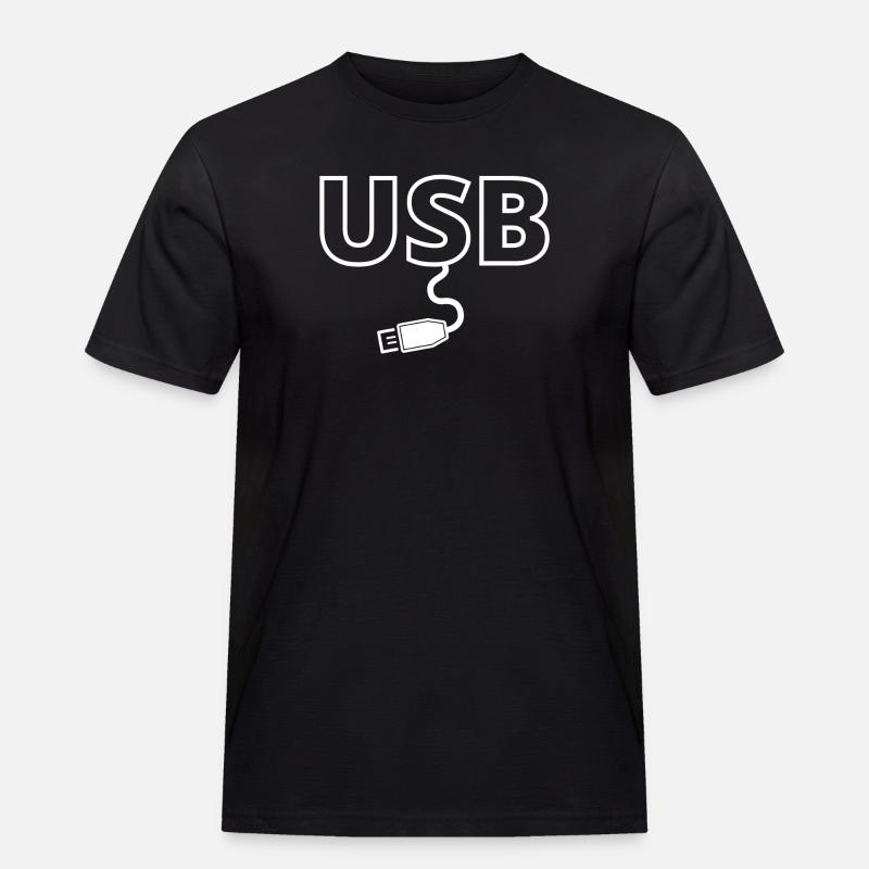 USB, USB-Stick, Computerlüfter - Männer Workwear T-Shirt - Schwarz