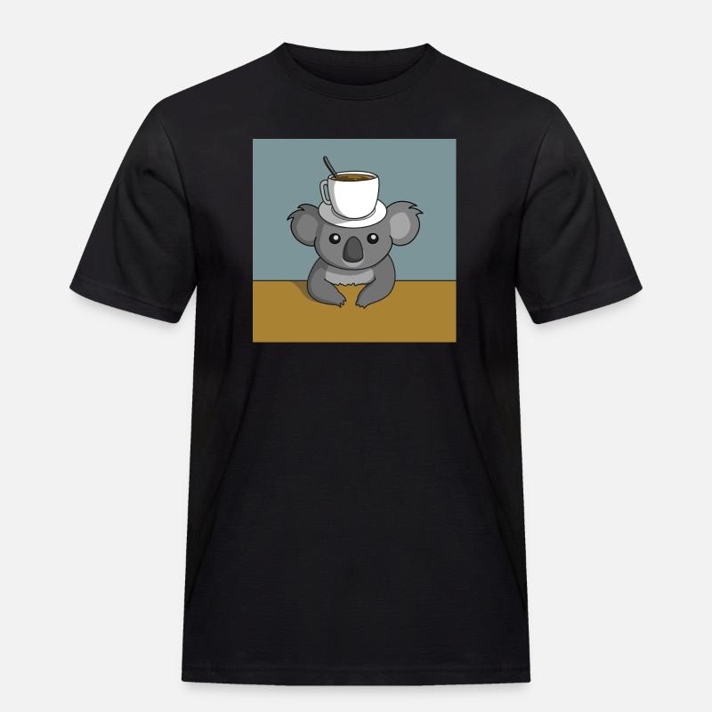 Koala Kaffeepause - Männer Workwear T-Shirt - Schwarz