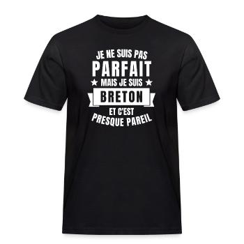 Bretagne, Bretagne humour, Breton - T-shirt Workwear homme - noir - Devant - AI Model Male 178 light (178cm)