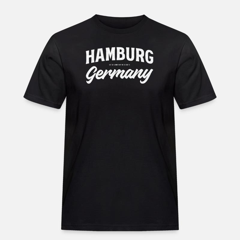 Hamburg Block & Script Emblem - Männer Workwear T-Shirt - Schwarz