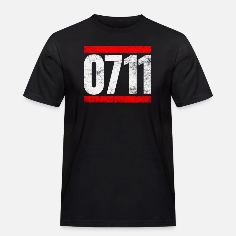 0711 Stuttgart - Männer Workwear T-Shirt - Schwarz