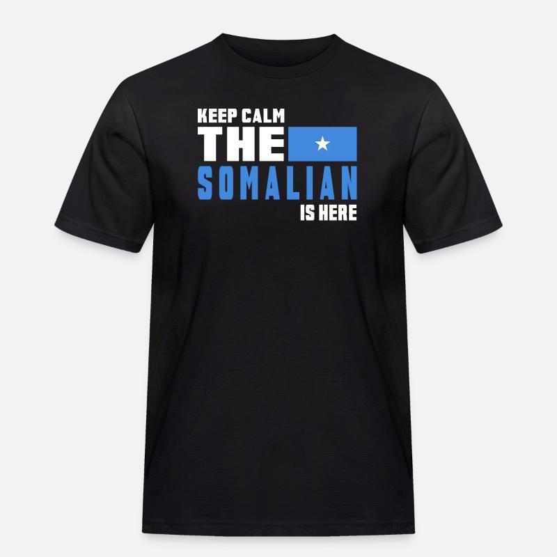 Keep Calm Somalia Flaggen Design - Männer Workwear T-Shirt - Schwarz