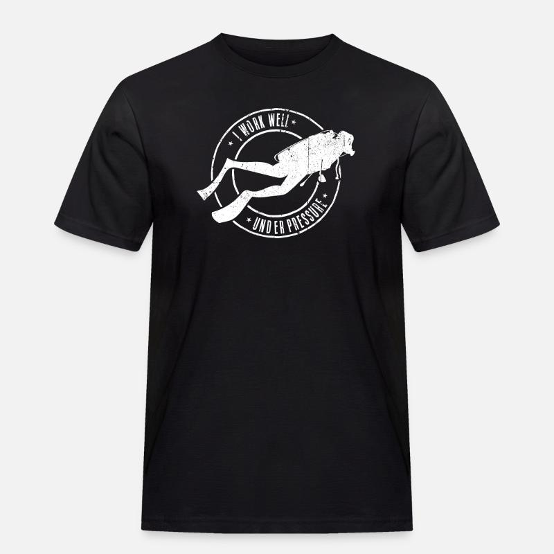 Deep Dive Diver Emblem - Männer Workwear T-Shirt - Schwarz