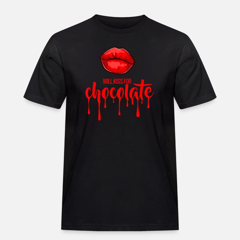 Wird sich für Schokolade (dunkel) küssen - Männer Workwear T-Shirt - Schwarz