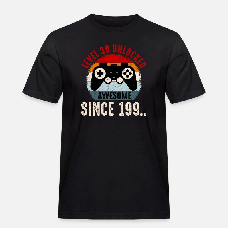 Level-30 Entsperrter Retro-Controller - Männer Workwear T-Shirt - Schwarz