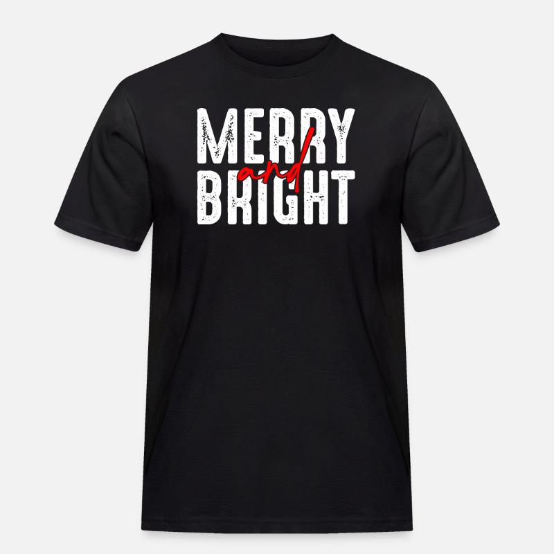 Merry and Bright Christmas Script - Men's Workwear T-Shirt - black
