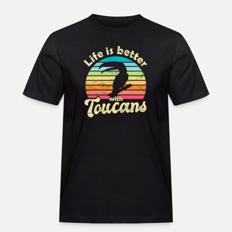 Tukan Vogel - Männer Workwear T-Shirt - Schwarz