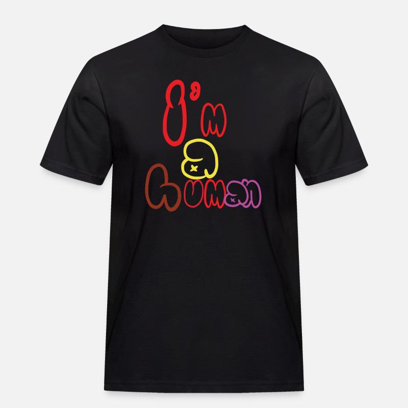 Ich bin ein Mensch - Männer Workwear T-Shirt - Schwarz