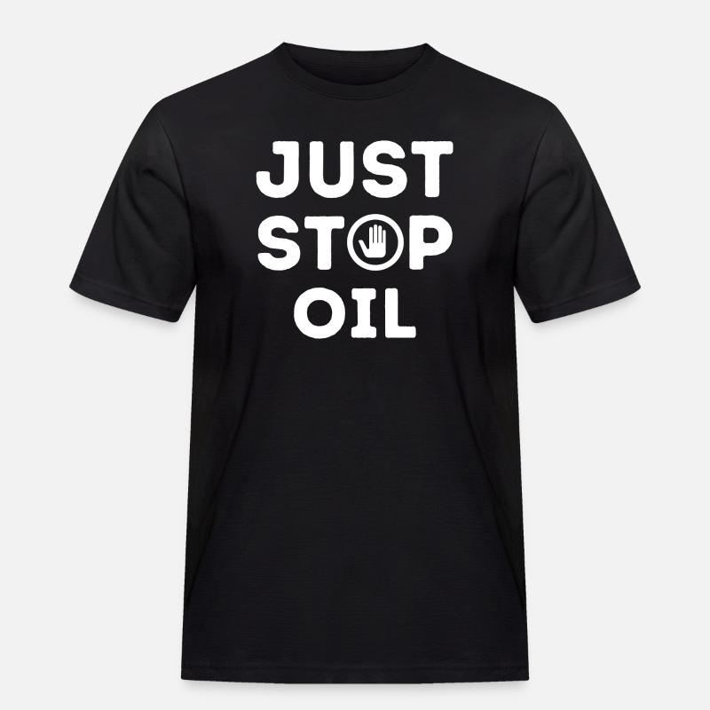 Öl einfach stoppen - Männer Workwear T-Shirt - Schwarz
