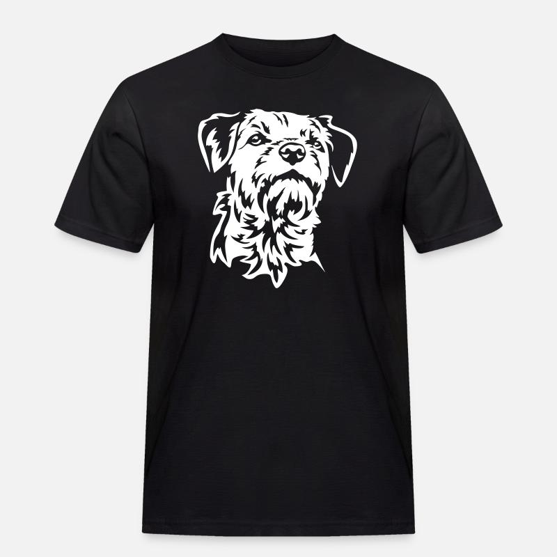 Border Terrier Kopf "Black Edition" - Männer Workwear T-Shirt - Schwarz