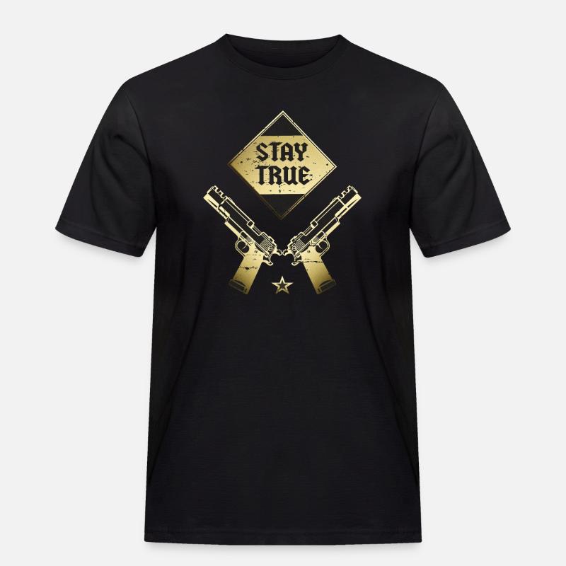 Bleib dir Treu - Männer Workwear T-Shirt - Schwarz