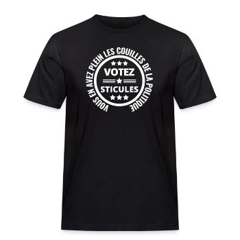 politique, politicien, marre de la politique - T-shirt Workwear homme - noir - Devant - AI Model Male 178 light (178cm)