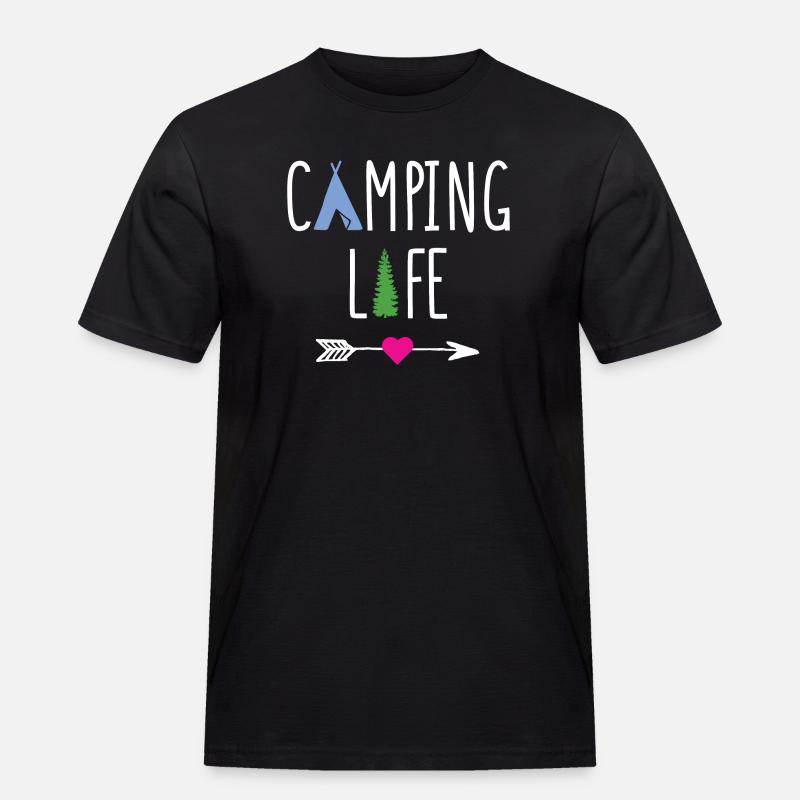 Leben auf dem Campingplatz - Männer Workwear T-Shirt - Schwarz