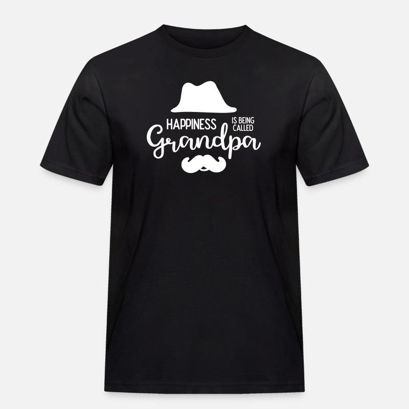 Happines wird Opa genannt - Männer Workwear T-Shirt - Schwarz