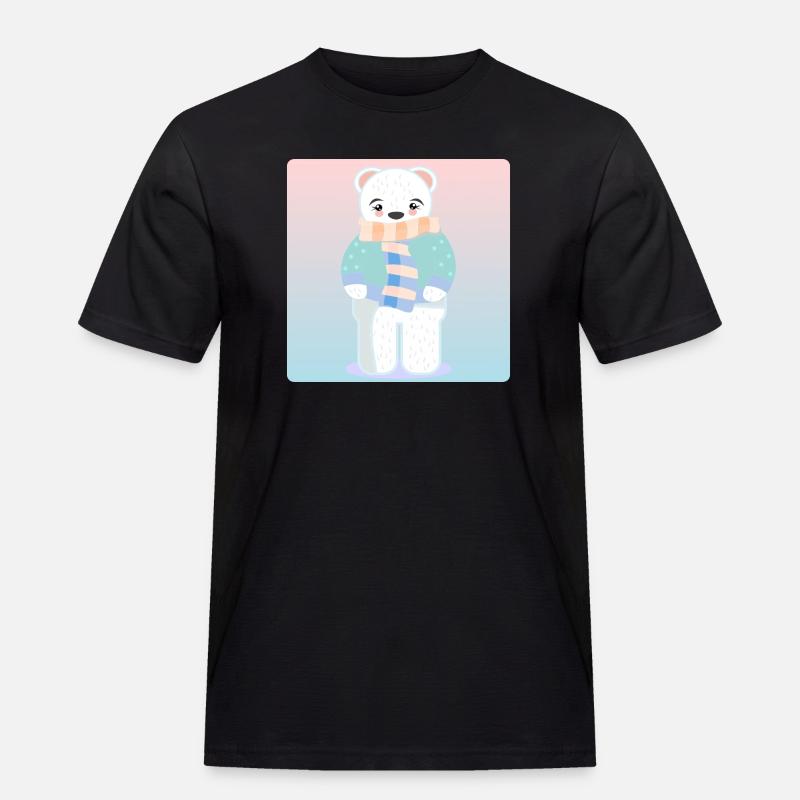Niedlicher Eisbär WINTERKLEIDUNG - Männer Workwear T-Shirt - Schwarz