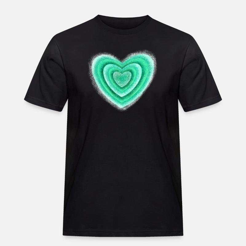 Herz - Männer Workwear T-Shirt - Schwarz
