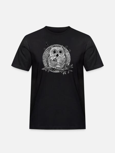 Owls illustration black and white - Men's Workwear T-Shirt - black