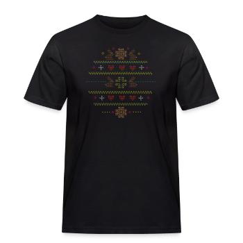 Easter motifs in knitting pattern style for Easter - Men's Workwear T-Shirt - black - Front - AI Model Male 178 light (178cm)