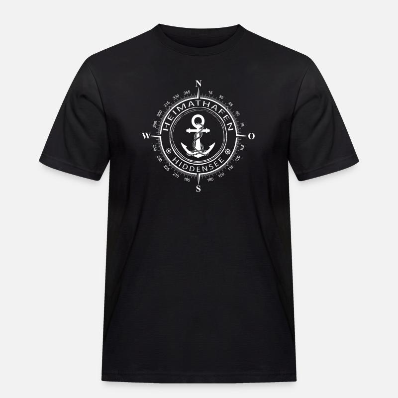 Heimathafen Hiddensee - Männer Workwear T-Shirt - Schwarz
