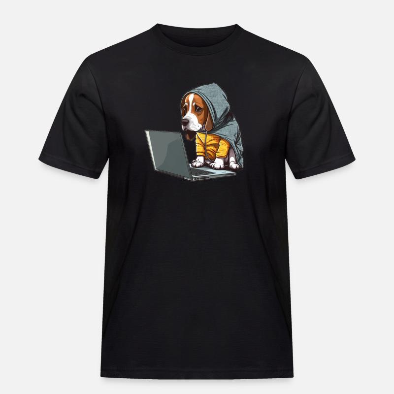 Coding dog - Männer Workwear T-Shirt - Schwarz