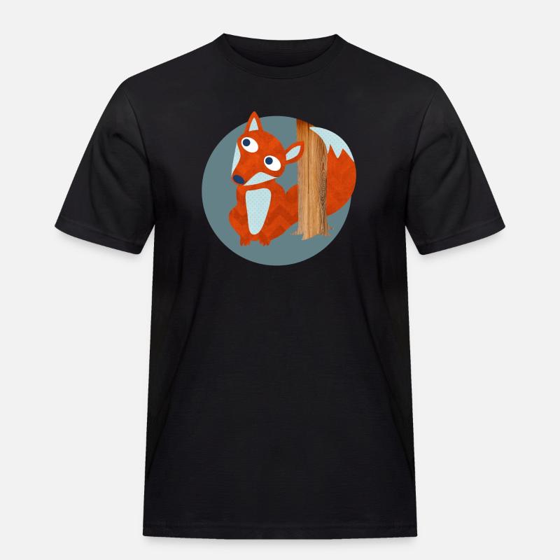 Fuchs Struktur Wald Kinderzimmer Muster Comic  - Männer Workwear T-Shirt - Schwarz