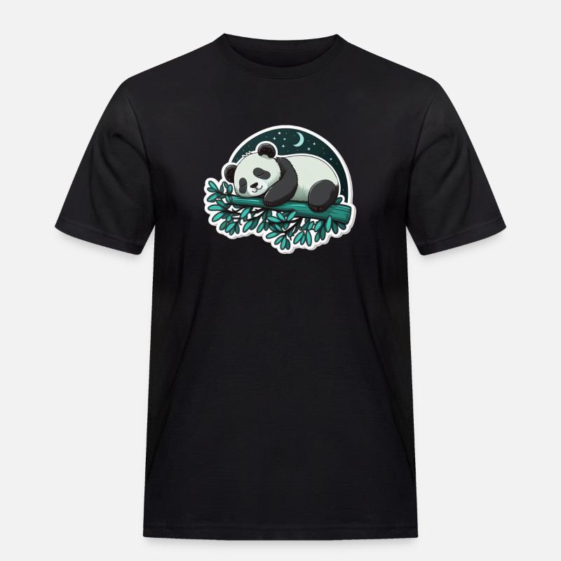 Sleeping Panda - Männer Workwear T-Shirt - Schwarz