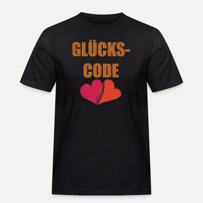 GLÜCKS CODE - Männer Workwear T-Shirt - Schwarz