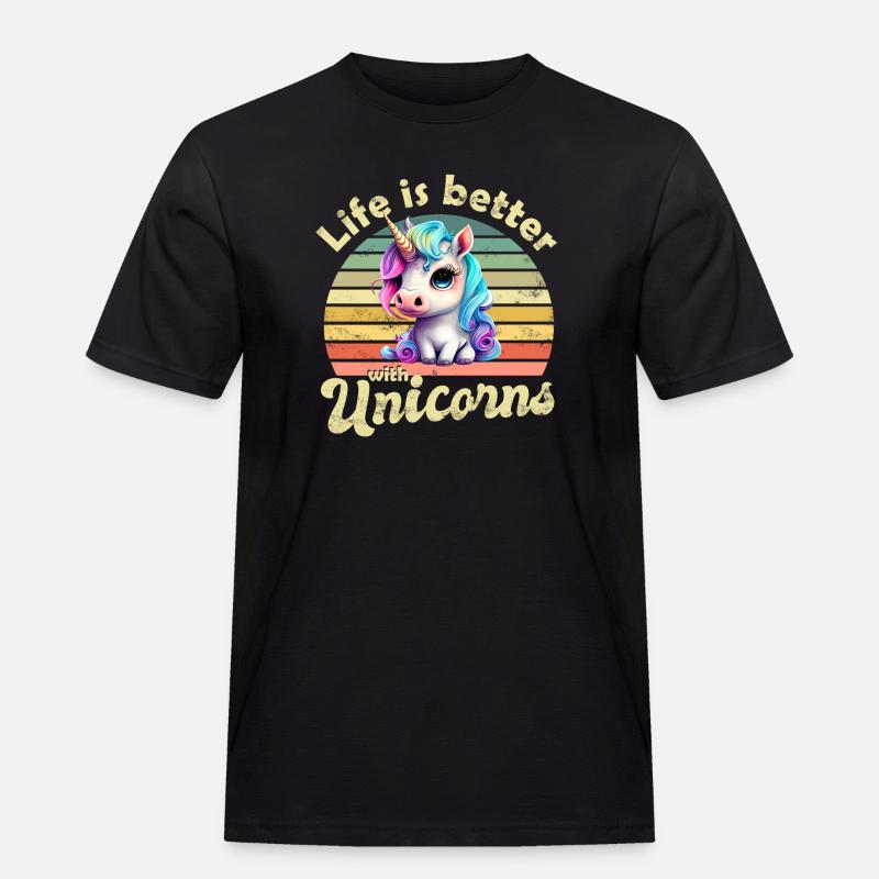 Einhorn Einhörner - Männer Workwear T-Shirt - Schwarz
