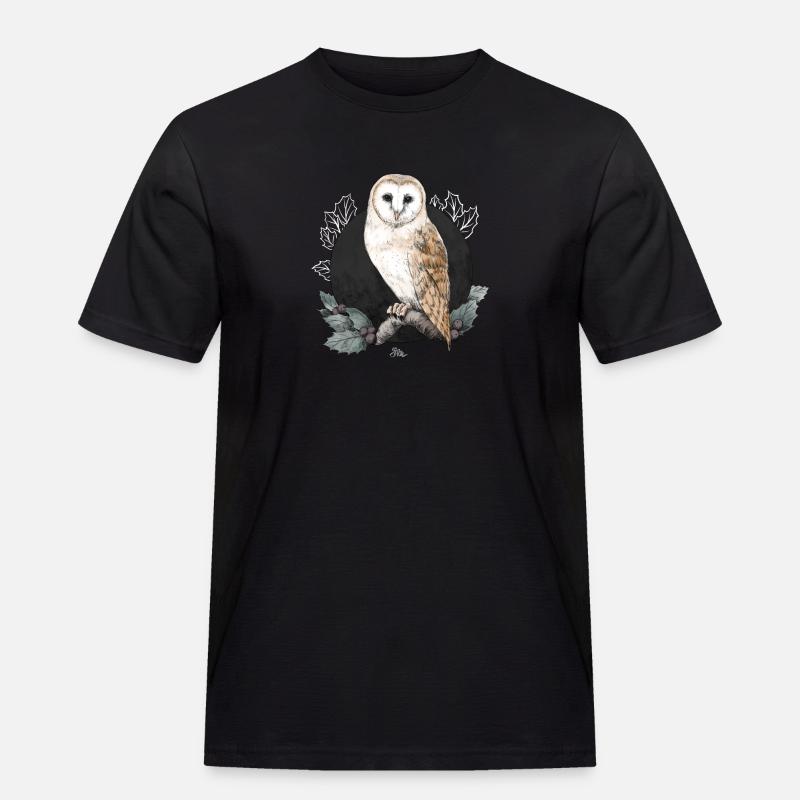 Schleiereule vor Neumond - Männer Workwear T-Shirt - Schwarz