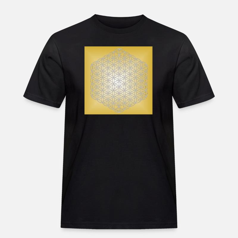 Blume des Lebens silber - 5. Dimension - Männer Workwear T-Shirt - Schwarz