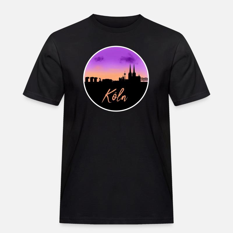 Köln Fine Skyline - Männer Workwear T-Shirt - Schwarz