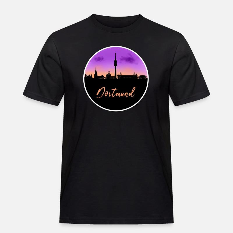 Dortmund Fine Skyline - Männer Workwear T-Shirt - Schwarz