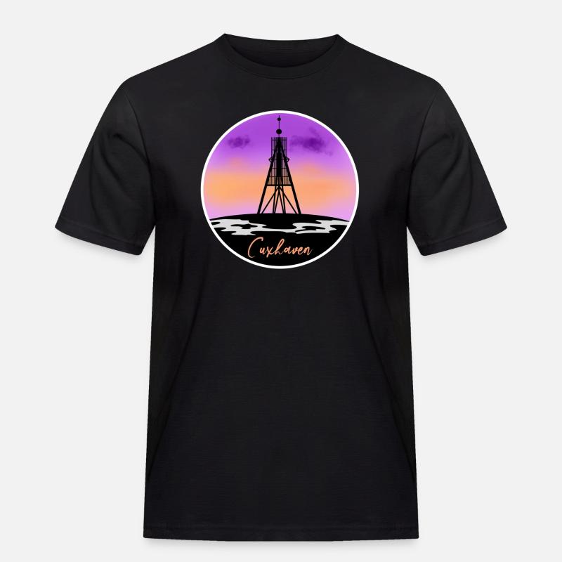 Cuxhaven Fine Skyline - Männer Workwear T-Shirt - Schwarz