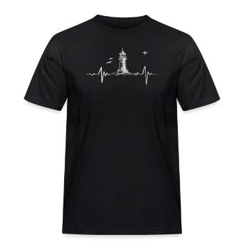 Nordsee Ostsee Leuchtturm Herzschlag - Männer Workwear T-Shirt - Schwarz - Vorne - AI Model Male 178 light (178cm)